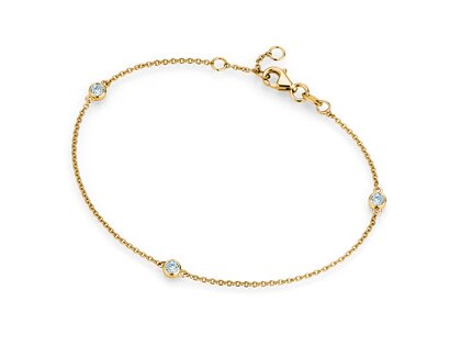Armband Leon in 14K Gelbgold mit 3 Diamanten 0,09ct G/SI, 18,5cm