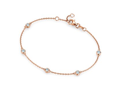 Armband Leon Labordiamant in 9K Roségold mit 5 Labordiamanten 0,15ct E/VS, 18,5cm