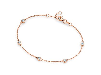 Armband Leon in 14K Roségold mit 5 Diamanten 1,25ct G/SI, 18,5cm
