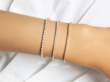 Tennisarmband Modern in 18K Gelbgold mit 75 natürlichen Diamanten 2,02ct G/SI, 17cm
