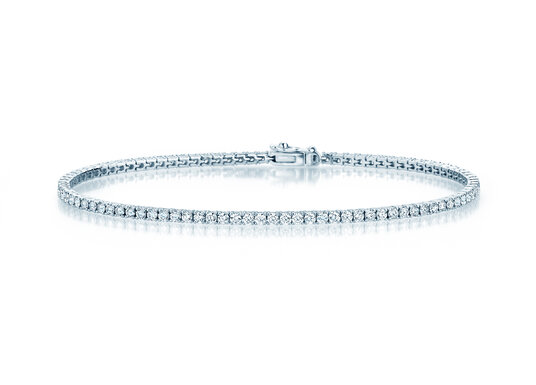 Tennisarmband Modern in 18K Weißgold mit 75 natürlichen Diamanten 2,02ct G/SI, 17cm