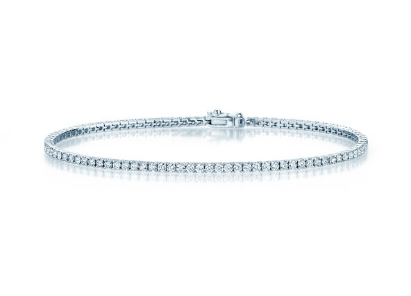 Tennisarmband Modern in 18K Weißgold mit 75 natürlichen Diamanten 2,02ct G/SI, 17cm