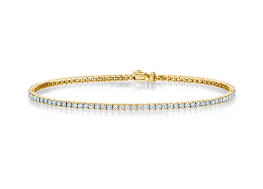 Tennisarmband Modern in 18K Gelbgold mit 75 natürlichen Diamanten 2,02ct G/SI, 17cm