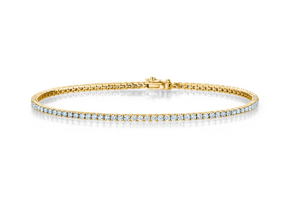 Tennisarmband Modern in 18K Gelbgold mit 75 natürlichen Diamanten 2,02ct G/SI, 17cm
