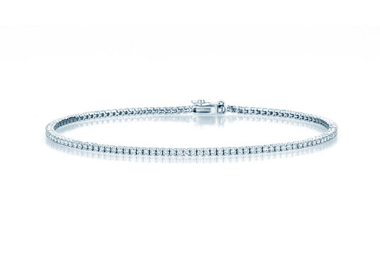 Tennisarmband Modern in 18K Weißgold mit 98 natürlichen Diamanten 1,02ct G/SI, 17cm