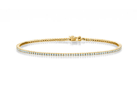 Tennisarmband Modern in 18K Gelbgold mit 98 natürlichen Diamanten 1,02ct G/SI, 17cm