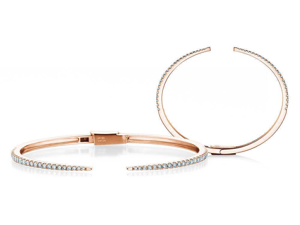 Armspange Peak in 14K Roségold mit 46 Diamanten 0,89ct G/SI, 18cm