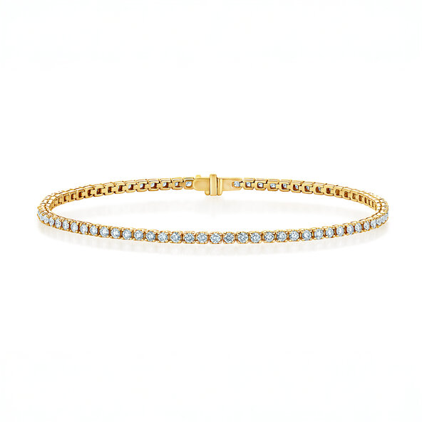 Tennisarmband Clean in 9K Gelbgold mit Labordiamanten 1.46ct G/SI, 16,5cm