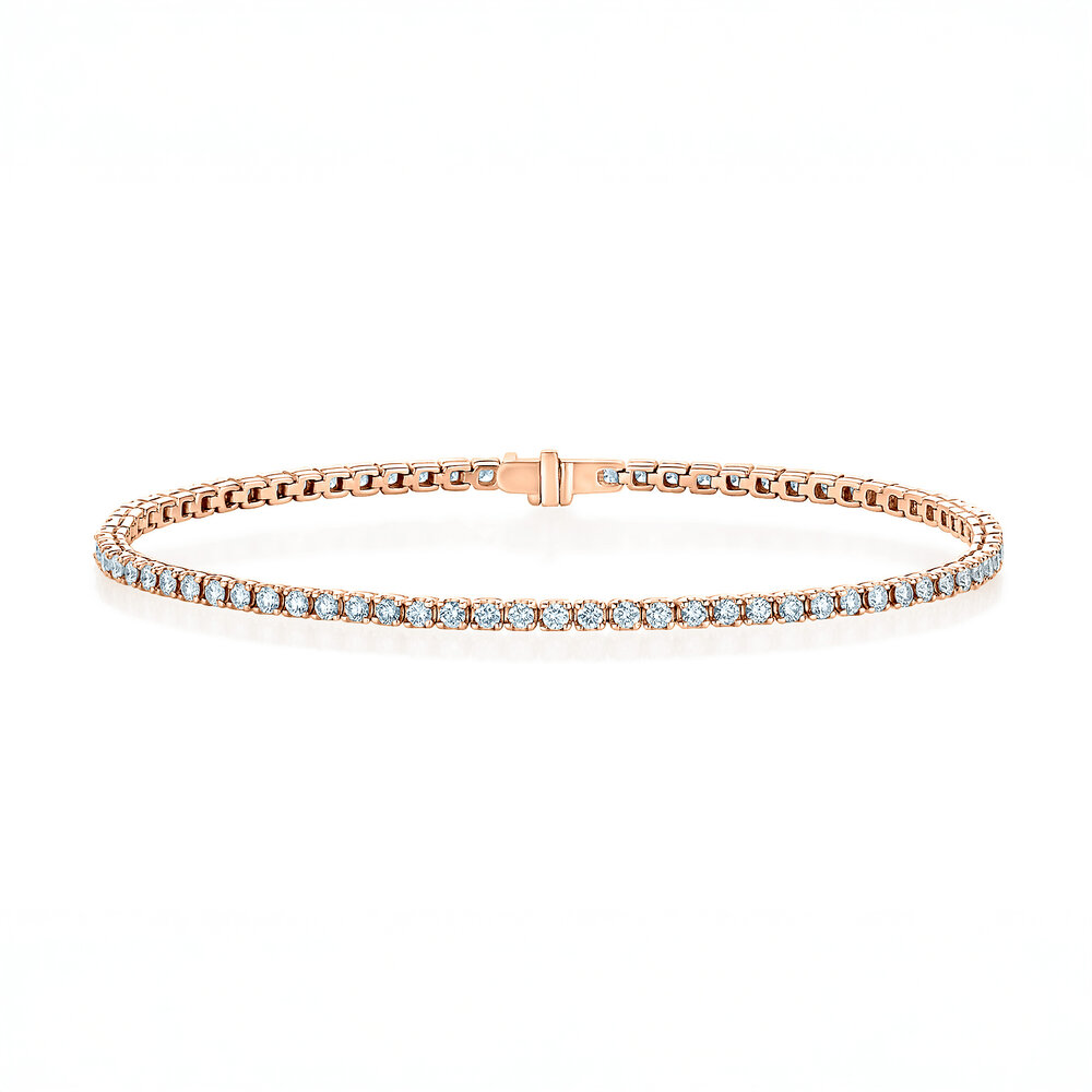 Tennisarmband Clean in 9K Roségold mit Diamant 1.46ct G/SI, 16,5cm
