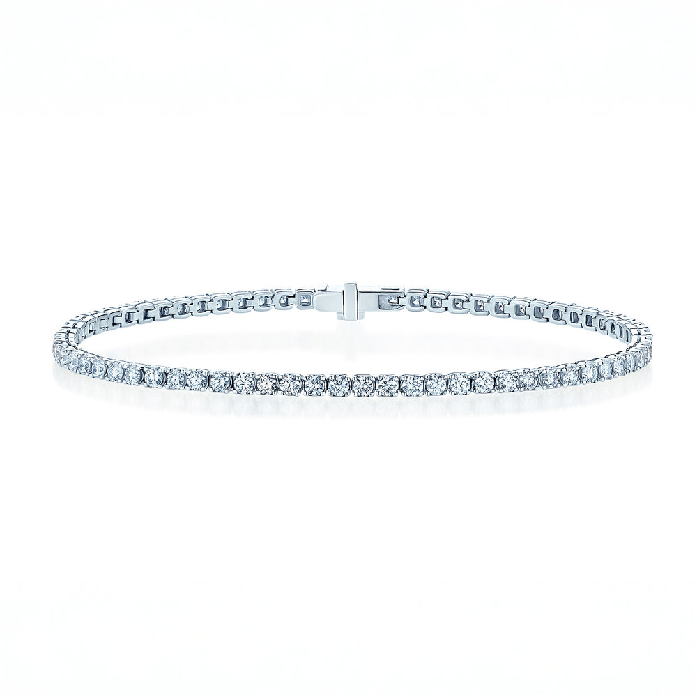 Tennisarmband Clean in 18K Weißgold mit Diamant 2.38ct G/SI, 17,5cm