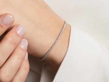 Tennisarmband in 18K Weißgold mit Diamanten 1,25ct G/SI, 16cm