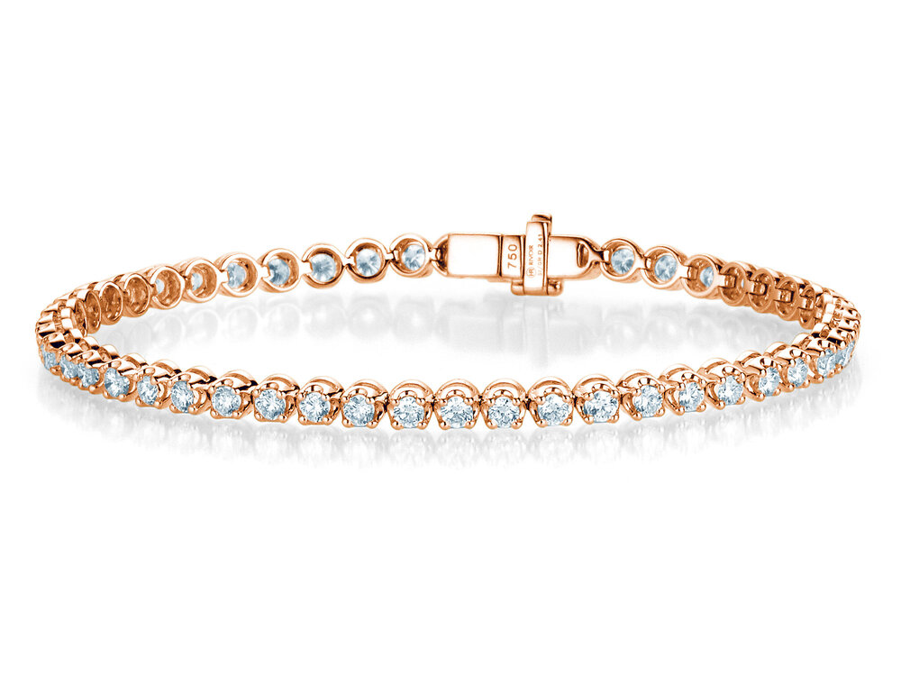 Tennisarmband in 18K Roségold mit Diamanten 5ct G/SI, 18cm