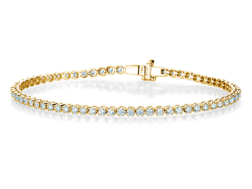 Tennisarmband in 18K Gelbgold mit Diamanten 2,3ct G/SI, 16cm