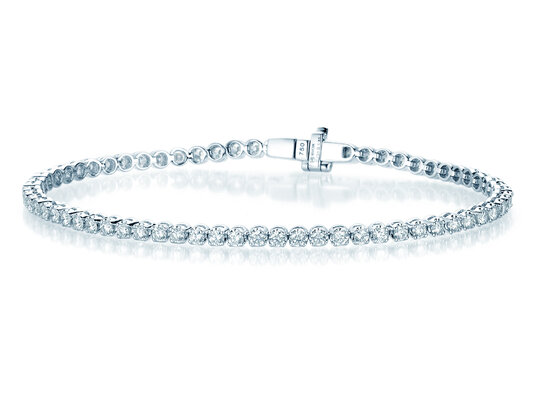Tennisarmband in 18K Weißgold mit Diamanten 3,15ct G/SI, 17,5cm