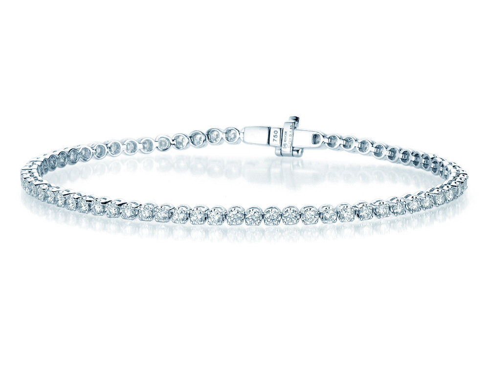 Tennisarmband in 18K Weißgold mit Diamanten 3,3ct G/SI, 18,5cm