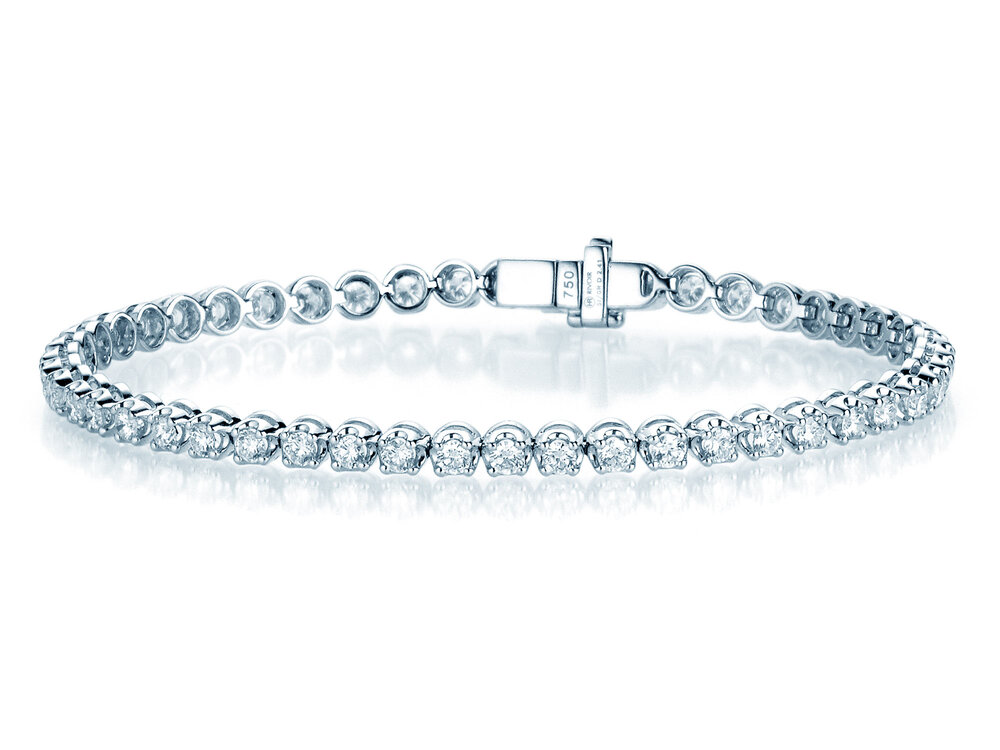 Tennisarmband in 18K Weißgold mit Diamanten 4,1ct G/SI, 17cm