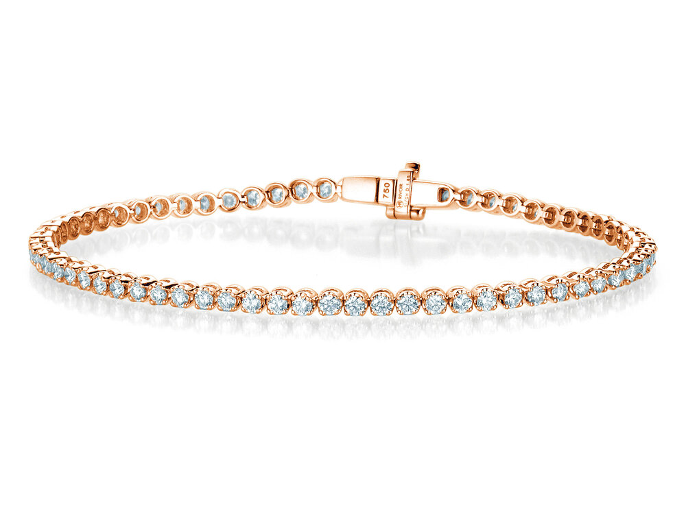 Tennisarmband in 18K Roségold mit Diamanten 2,55ct G/SI, 18,5cm