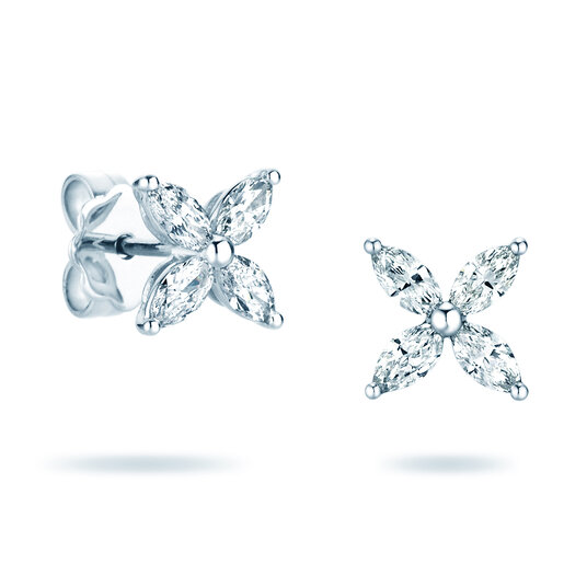 Ohrstecker Flower in 14K Weißgold mit Diamanten 0,64ct G/SI