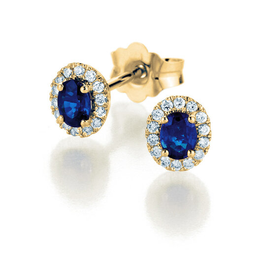Ohrstecker Jolie in 14K Gelbgold mit Saphiren 0,50ct und Diamanten 0,08ct