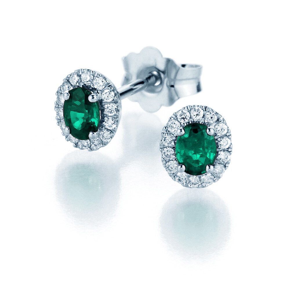 Ohrstecker Jolie in 9K Weißgold mit Smaragde 0,50ct und Diamanten 0,08ct