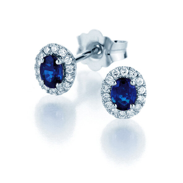 Ohrstecker Jolie in 14K Weißgold mit Saphiren 0,50ct und Diamanten 0,08ct