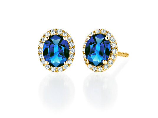 Ohrstecker Windsor in 14K Gelbgold mit Saphiren 1,20ct und Diamanten 0,10ct