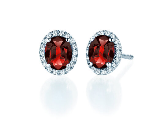Ohrstecker Windsor in 14K Weißgold mit Rubinen 1,20ct und Diamanten 0,10ct
