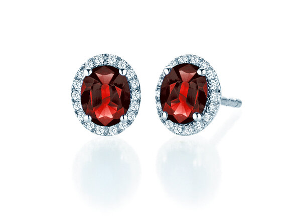 Ohrstecker Windsor in 14K Weißgold mit Rubinen 1,20ct und Diamanten 0,10ct