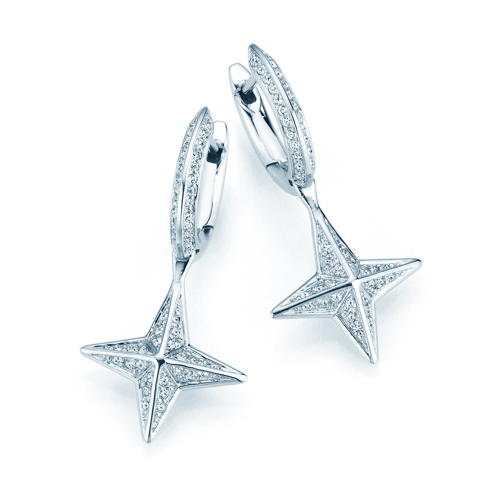 Creolen Diamond Stars in Platin 950/- mit Diamanten 0,48ct G/SI