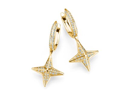 Creolen Diamond Stars in 14K Gelbgold mit Diamanten 0,48ct G/SI