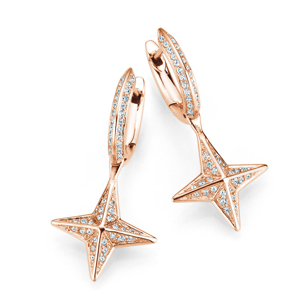 Creolen Diamond Stars in 14K Roségold mit Diamanten 0,48ct G/SI