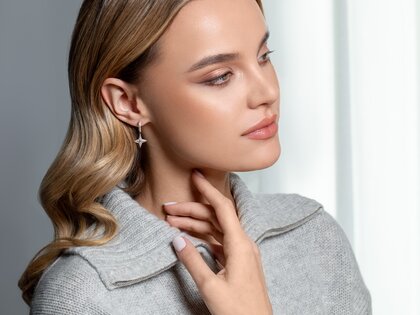 Creolen Diamond Stars in 14K Weißgold mit Diamanten 0,48ct G/SI