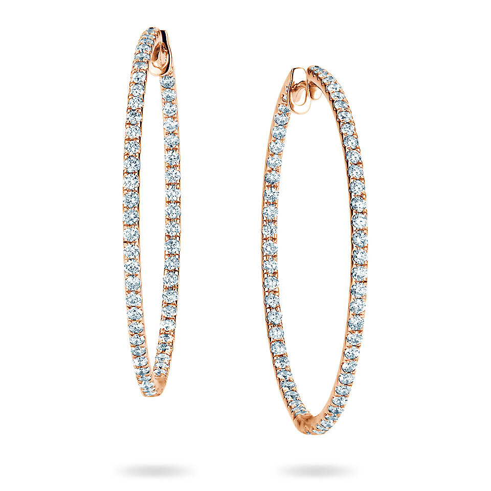 Creolen Diamond Hoops in 9K Roségold mit Diamanten 1,40ct G/SI