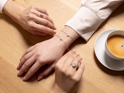 Armband Diamond Drop in 14K Gelbgold mit 1 Diamant 0,25ct G/SI, 18cm