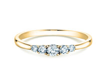 Verlobungsring 5 Diamonds in 14K Gelbgold mit Diamanten 0,15ct