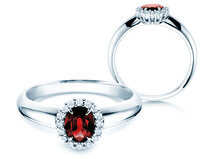 Verlobungsring Windsor in Platin 950/- mit Rubin 0,60ct und Diamanten 0,12ct