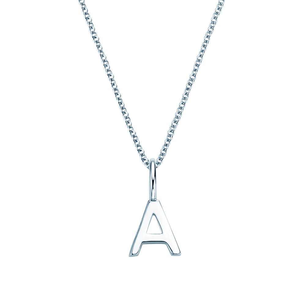 Buchstaben-Anhänger Classic A in 14K Weißgold