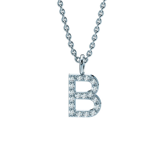 Buchstaben-Anhänger Diamond Letter Petite B in 14K Weißgold