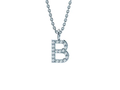 Buchstaben-Anhänger Diamond Letter Petite B in 14K Weißgold