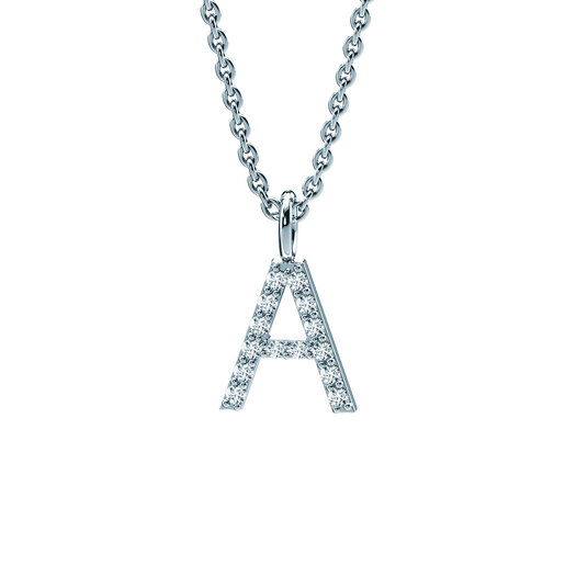 Buchstaben-Anhänger Diamond Letter Petite A in 14K Weißgold
