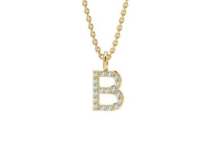 Buchstaben-Anhänger Diamond Letter Petite B in 18K Gelbgold