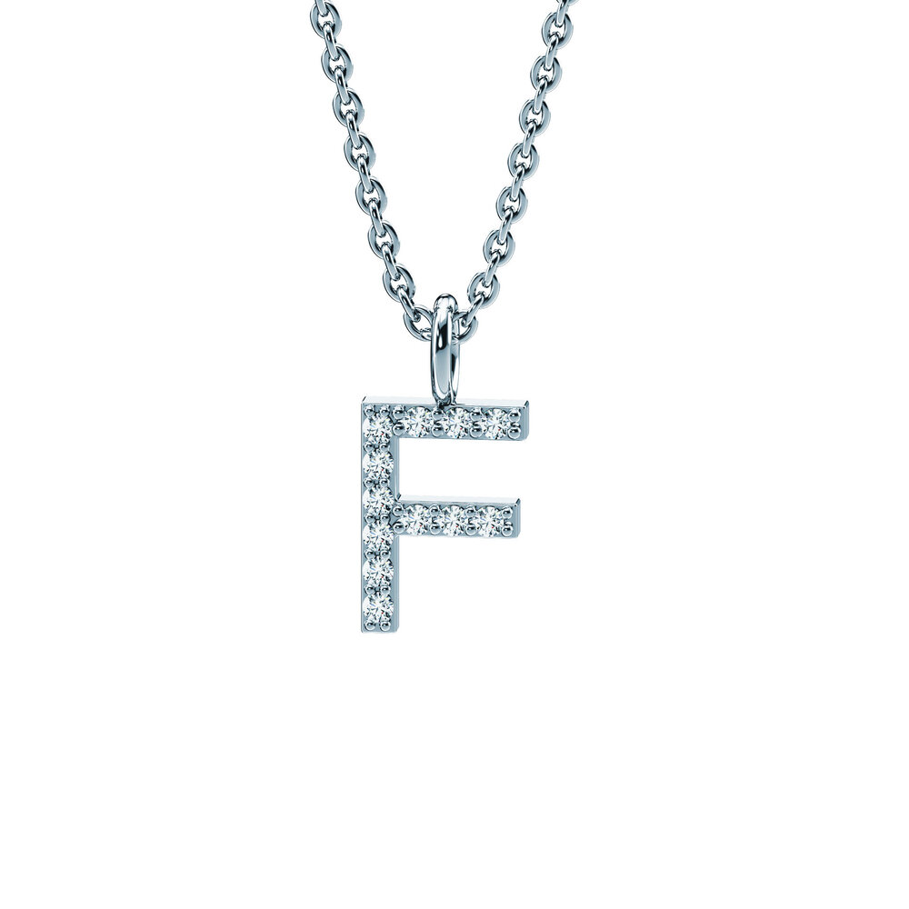 Buchstaben-Anhänger Diamond Letter Petite F in 18K Weißgold