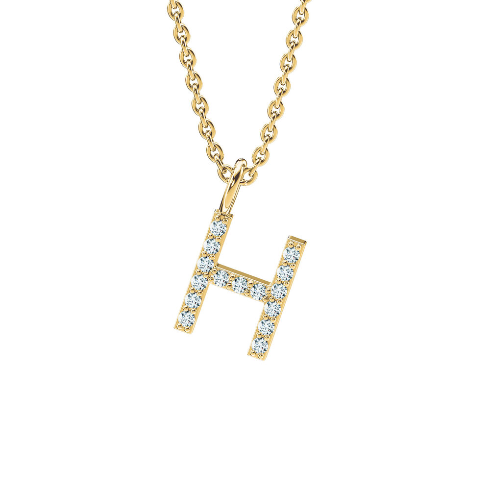 Buchstaben-Anhänger Diamond Letter Petite H in 18K Gelbgold