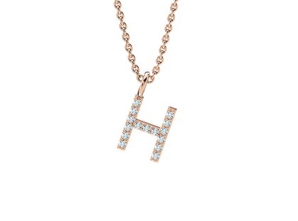 Buchstaben-Anhänger Diamond Letter Petite H in 14K Roségold