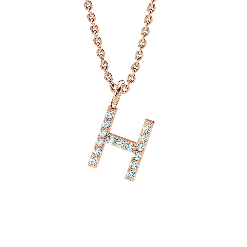 Buchstaben-Anhänger Diamond Letter Petite H in 14K Roségold