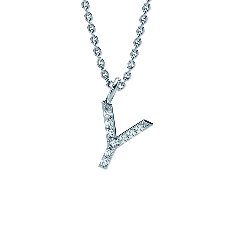 Buchstaben Anhänger Diamond Letter Petite Y in 9K Weißgold poliert