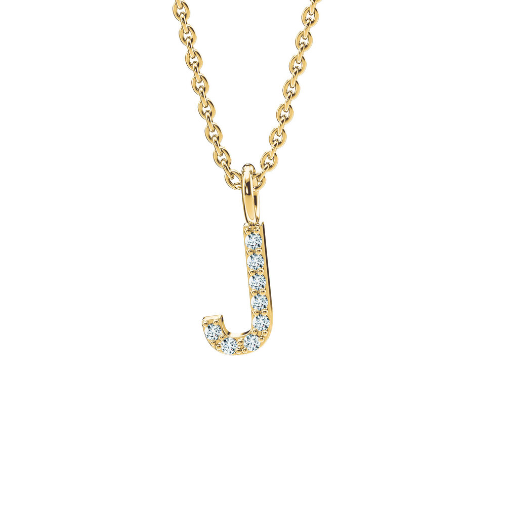 Buchstaben Anhänger Diamond Letter Petite J in 9K Gelbgold poliert