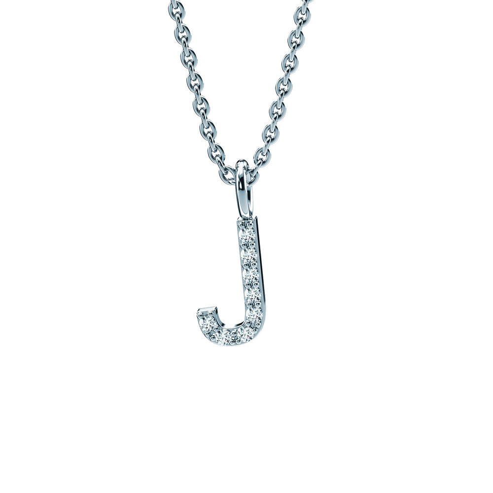 Buchstaben Anhänger Diamond Letter Petite J in 9K Weißgold poliert