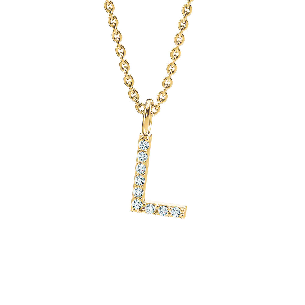 Buchstaben-Anhänger Diamond Letter Petite L in 18K Gelbgold