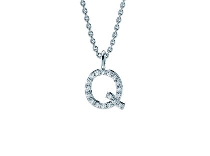 Buchstaben-Anhänger Diamond Letter Petite Q in 14K Weißgold